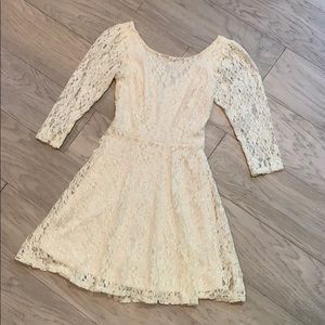 Off-white lace skater dress
